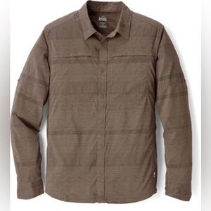REI Co-op Shirt roll-tab sleeves Mens L Tall Brown Performance Stretch Outdoors